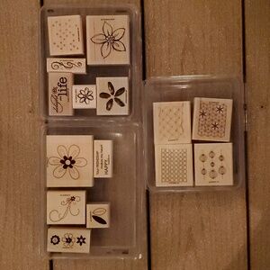Various Stampin' Up! Rubber stamps (artsy floral & generic patterned background)